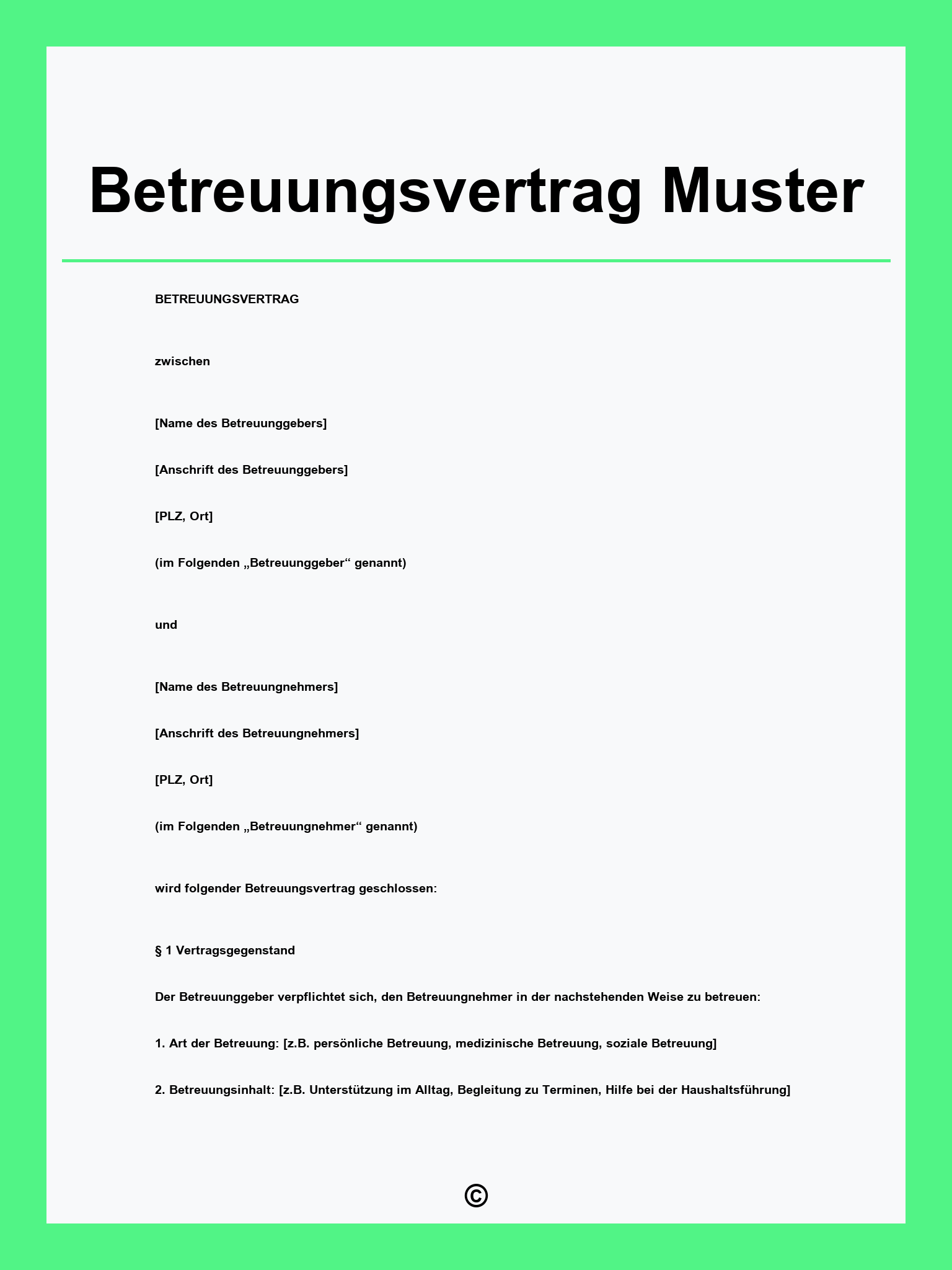 Betreuungsvertrag Muster