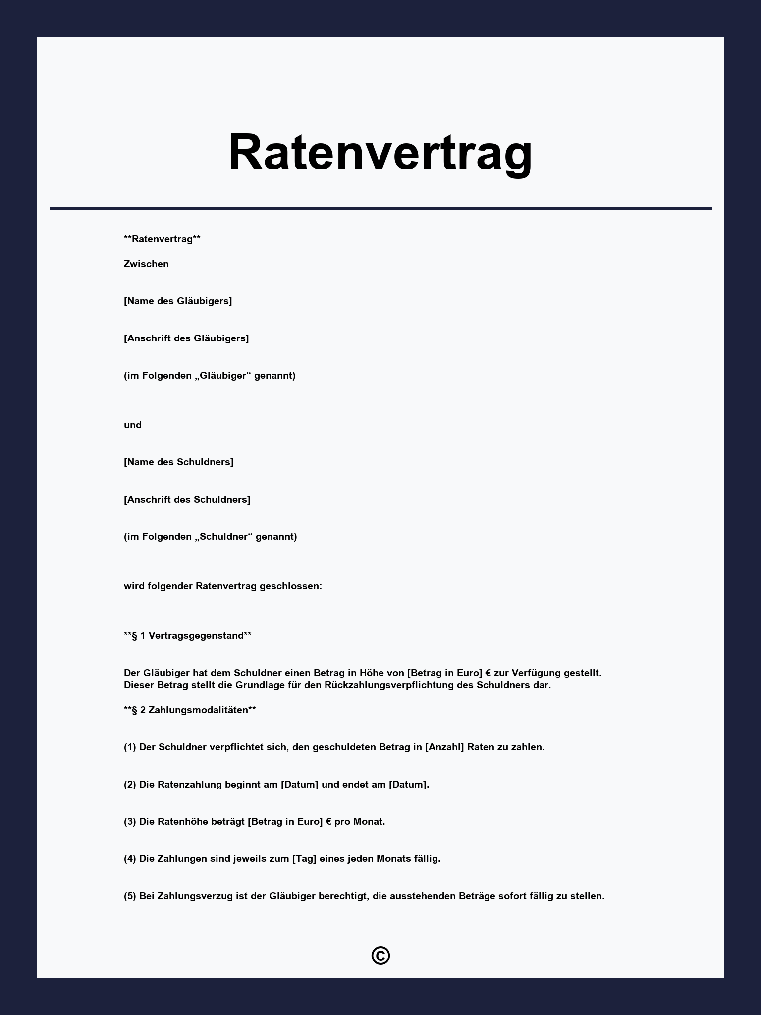 Ratenvertrag