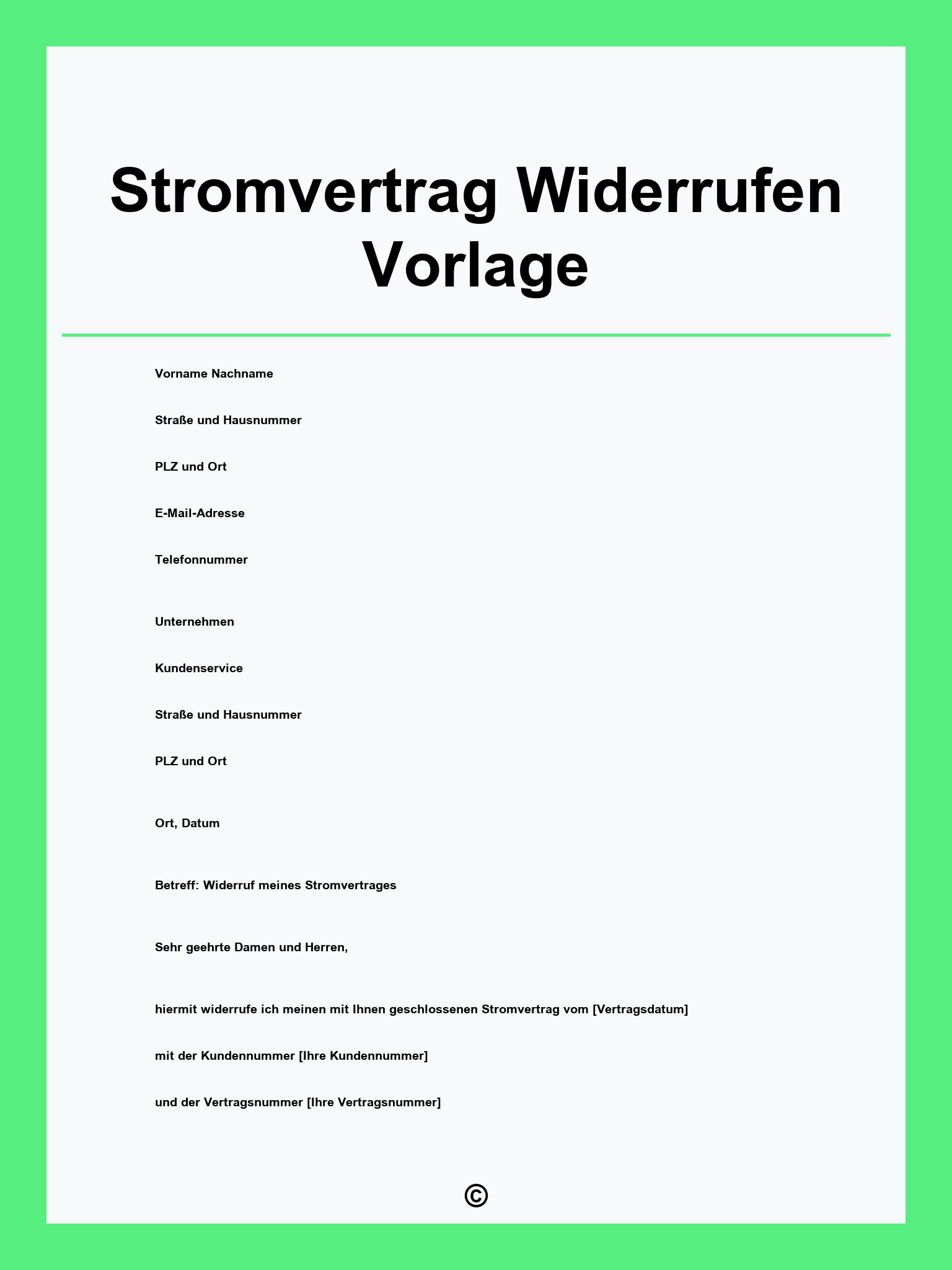 Stromvertrag Widerrufen Vorlage